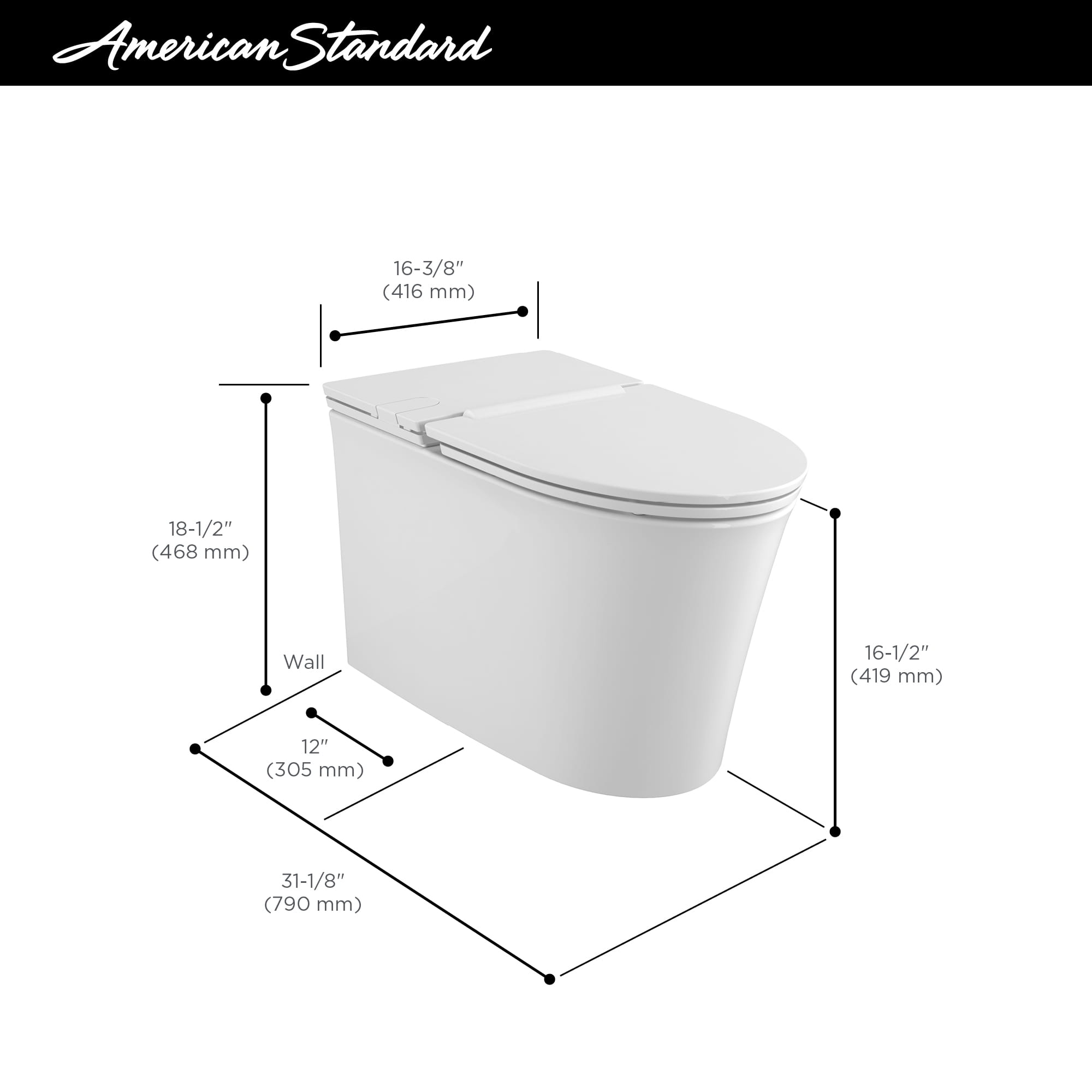 Studio® S One-Piece 1.0 gpf/3.8 Lpf Chair Height Elongated Toilet With Seat